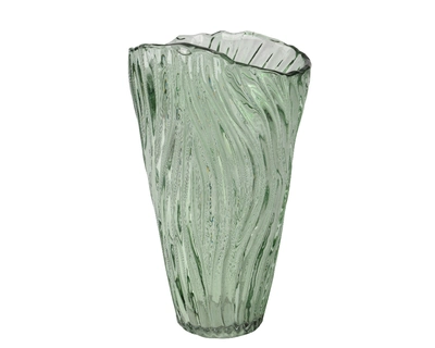 Vase Gl Solid Color- Millky Finish W Swirls H25.00cm green