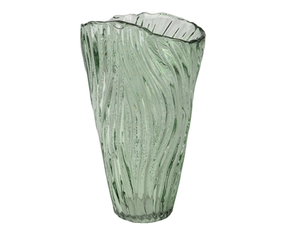 Vase Gl Solid Color W Swirls H35.00cm green