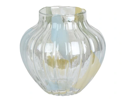 Vase Gl Transparent With Solid Color Melted Inside Clear  D.25Cm X H.24Cm