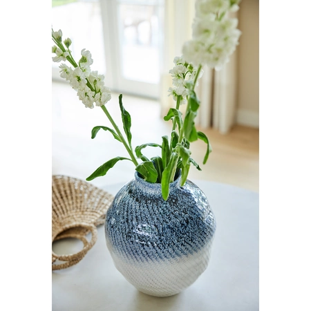 Vase Stoneware Shiny  H18.50cm blue - image 2