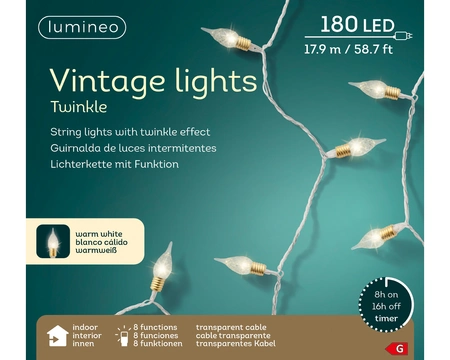 Vintage 180 LED Lights 8 Function Transparent/Warm White L.1790cm - image 2
