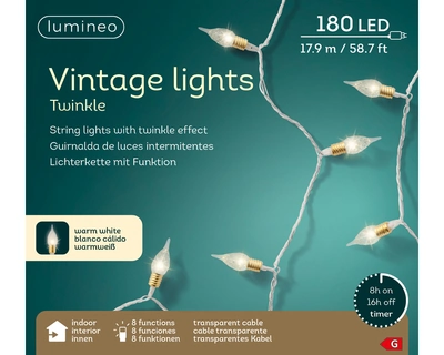 Vintage 180 LED Lights 8 Function Transparent/Warm White L.1790cm - image 2