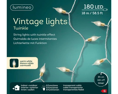 Vintage 180 LED Lights 8 Function Transparent/Warm White L.1790cm - image 3