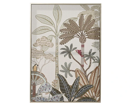 Wall Deco Canvas 3D Gold Foil Palm Tree,Ps Natural Colour Frame Multi H.70Cm