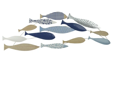 Wall Deco Iron Mdf Fish, Iron Fish Blue W.77.5Cm X H.28Cm