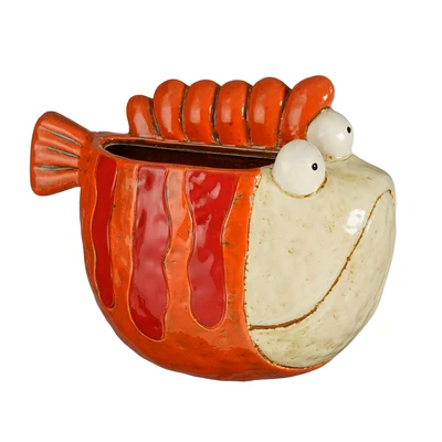 Wall Pot Fish Orange - L21Xw8Xh18,5Cm