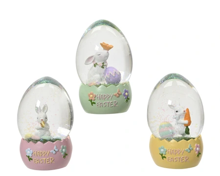 Waterball Polyresin Rabbit Waterball 3 Asst. D.6.7Cm X H.10.5Cm