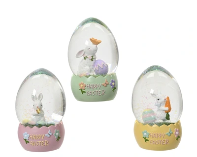 Waterball Polyresin Rabbit Waterball 3 Asst. D.6.7Cm X H.10.5Cm