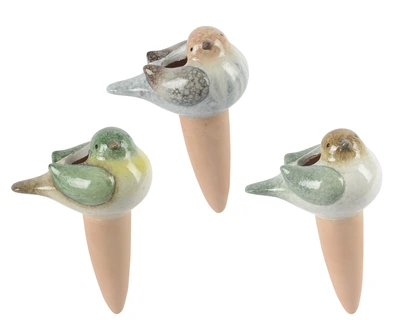 Watering Stake Terracotta Bird 3Col Asst. W.9.5Cm X H.15Cm