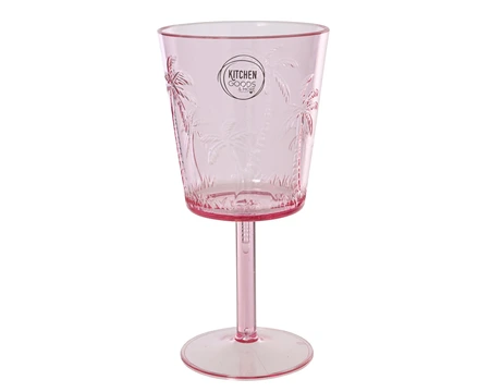 Wine Gl  Embossed Palm Fuchsia Clear H.18.5Cm
