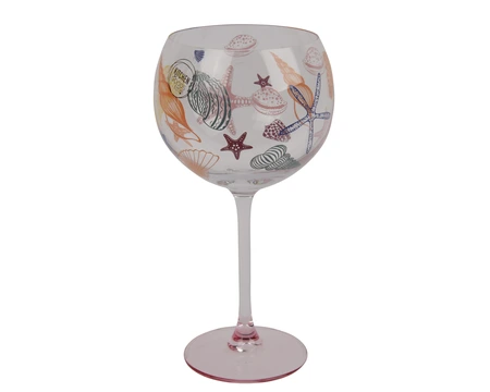 Wine Gl Gl With Seafood Print Transparent D.11.1Cm H.21.3Cm