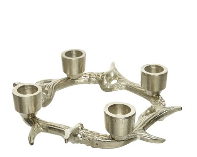 WJ Candleholder Aluminium L21-W19-H4.5Cm Silver Rustic/Antique