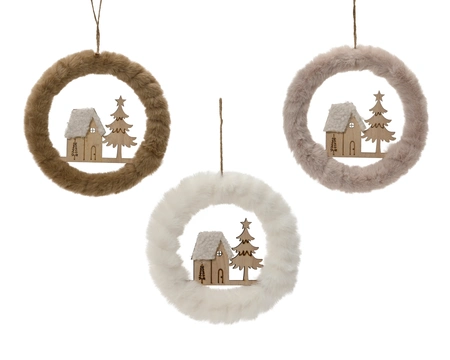 Wreath Faux Fur Wreath Asst. L.18cm x H.18cm