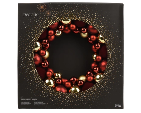 Wreath Polystyrene Oxblood/Gold L.43.5cm x W.43.5cm - image 1