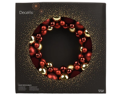 Wreath Polystyrene Oxblood/Gold L.43.5cm x W.43.5cm - image 1