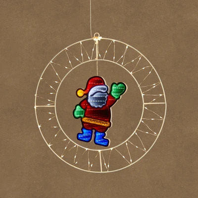 Wreath Santa Multicolour 141L With Timer  H41Cm