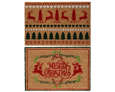 Xmas Doormat Coir natural/colour  L60-W40
